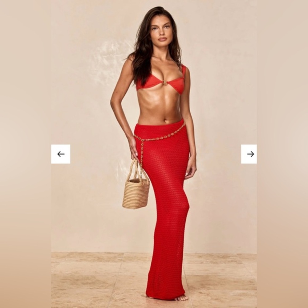 Monday Swimwear FONTELINA SKIRT - CHILI PEPPER LACE CROCHET Size P